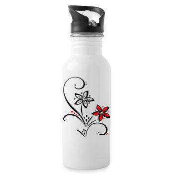 Ornament mit kleinen Blüten - Trinkflasche mit integriertem Trinkhalm - Weiß - Rechts