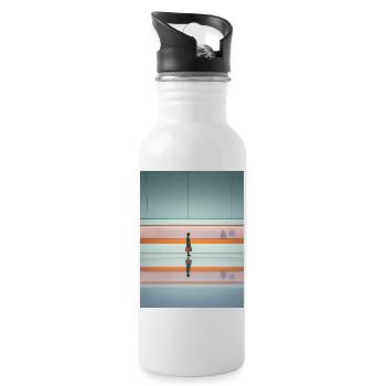 Elegant Woman Passing Subway - Water bottle with straw - white - Right
