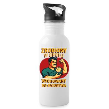 Made in Opole – erzogen, um Vater zu sein - Trinkflasche mit integriertem Trinkhalm - Weiß - Rechts