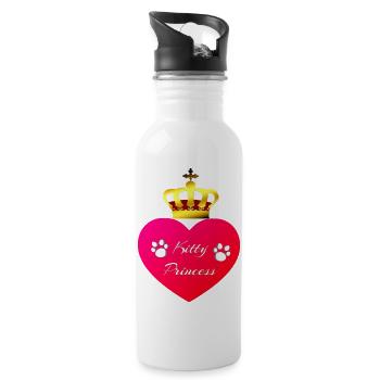 Kitty Princess, Herzen, Tier Tatzen - Trinkflasche mit integriertem Trinkhalm - Weiß - Rechts