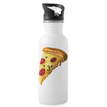 Pizza Italien Käse Cartoon Illustration - Trinkflasche mit integriertem Trinkhalm - Weiß - Rechts