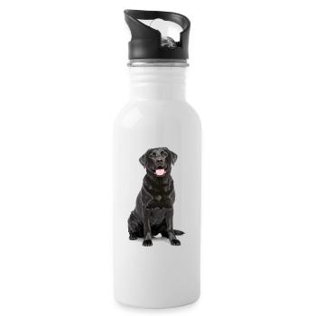 Black Labrador – Loyal, Lovable & Charming - Water bottle with straw - white - Right