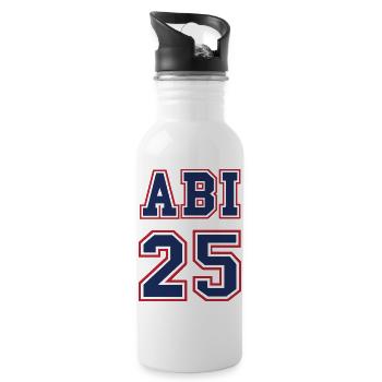 ABI 2025 ABITUR Abschluss Schulabschluss - Trinkflasche mit integriertem Trinkhalm - Weiß - Rechts