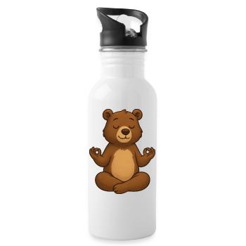 Süßer Bär Yoga Entspannung Chill Meditation Relax - Trinkflasche mit integriertem Trinkhalm - Weiß - Rechts