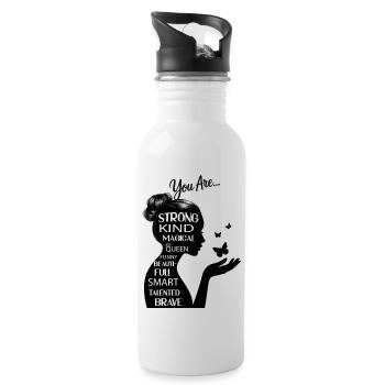 You are strong...! Customizable - Water bottle with straw - white - Right