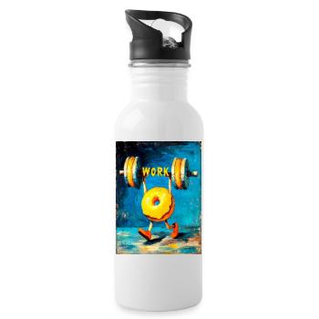 "Workout" by van Gogh - Water bottle with straw - white - Right