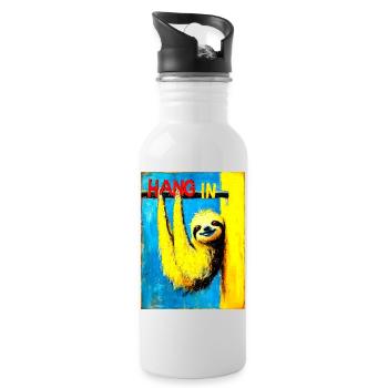 "Hang in there" by van Gogh - Water bottle with straw - white - Right