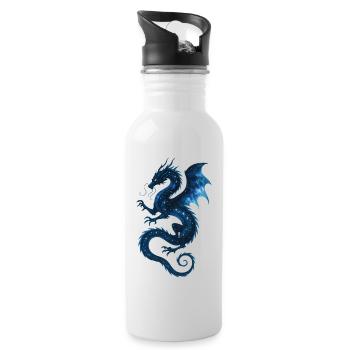 Himmlischer Drache – Sternenhimmel Kosmische Bestie Illustration - Trinkflasche mit integriertem Trinkhalm - Weiß - Rechts