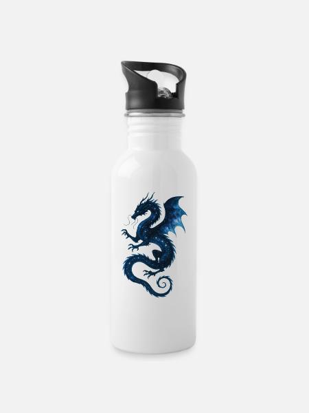 Dragon Céleste – Bête Cosmique Étoilée Illustratio - Gourde avec paille intégrée - blanc
