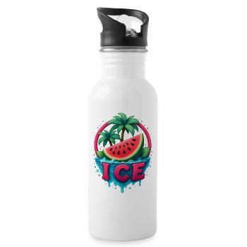 Fraîcheur Tropicale îles de la pastèque - Gourde avec paille intégrée - blanc - Droite