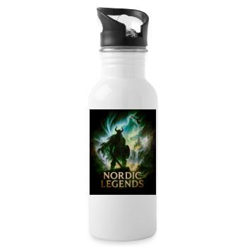 Nordic Legends – Warriors in the Fog - Water bottle with straw - white - Right