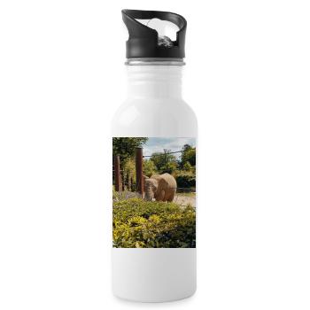 Elephant Zoo Sommertag sonnig - Trinkflasche mit integriertem Trinkhalm - Weiß - Rechts