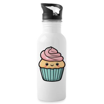 Cupcake - Trinkflasche mit integriertem Trinkhalm - Weiß - Rechts