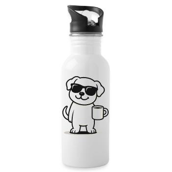 Coffee Pup - Water bottle with straw - white - Right