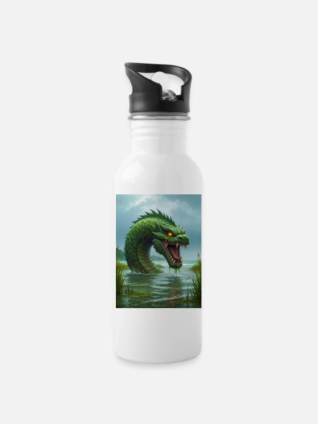 Taniwha, Māori water guardian from New Zealand - Water bottle with straw - white