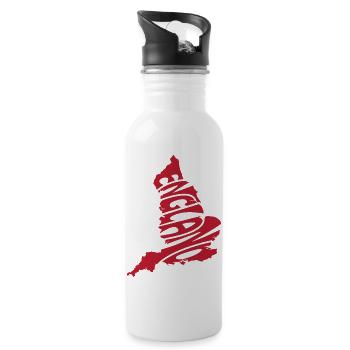 Red Map of England - Water bottle with straw - white - Right
