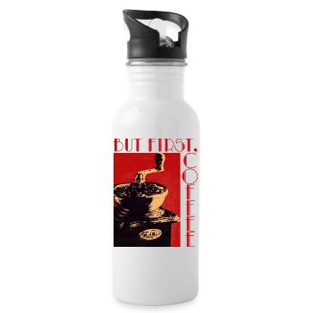 ABER ZUERST KAFFEE - Trinkflasche mit integriertem Trinkhalm - Weiß - Rechts