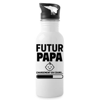 Annonce grossesse Futur papa Bientôt père - Gourde avec paille intégrée - blanc - Droite