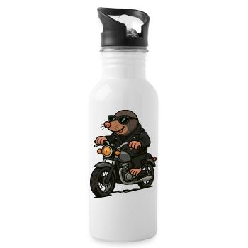 maulwurf motorrad - Trinkflasche mit integriertem Trinkhalm - Weiß - Rechts