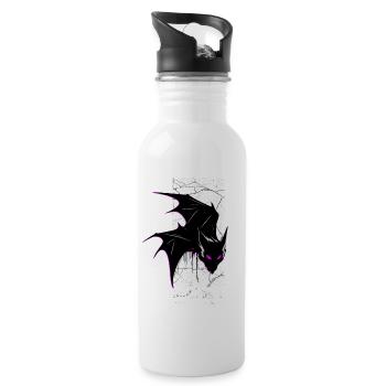 Nightmare Bat – Gothic Horror Vampire Creature Art - Water bottle with straw - white - Right