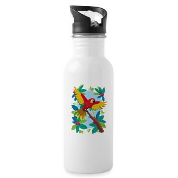 Perroquet tropical coloré - Gourde avec paille intégrée - blanc - Droite