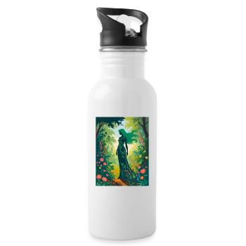 Mutter Natur im Zauberwald - Trinkflasche mit integriertem Trinkhalm - Weiß - Rechts