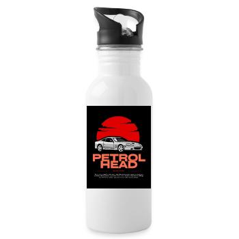 Petrol Head Sportwagen Retro Vintage Classic Race - Trinkflasche mit integriertem Trinkhalm - Weiß - Rechts