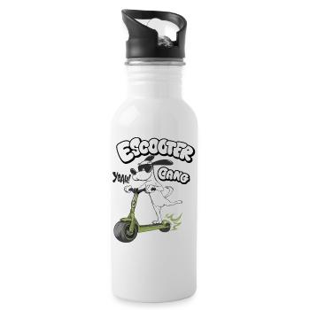 E Scooter Gang Humor Illustration - Trinkflasche mit integriertem Trinkhalm - Weiß - Rechts