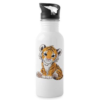 Mignon bébé tigre - Gourde avec paille intégrée - blanc - Droite