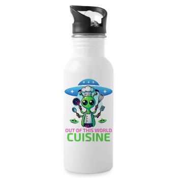 Space Alien Chef Out of This World Cuisine Cosmic - Water bottle with straw - white - Right