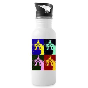Pop art Greece - Water bottle with straw - white - Right
