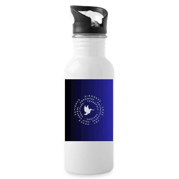 Dove design with words of love and gratitude - Water bottle with straw - white - Right