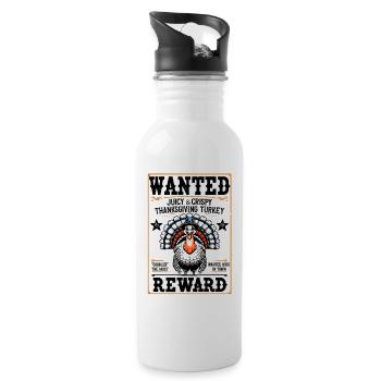 Western Turkey Rewind Illustrated Poster - Water bottle with straw - white - Right