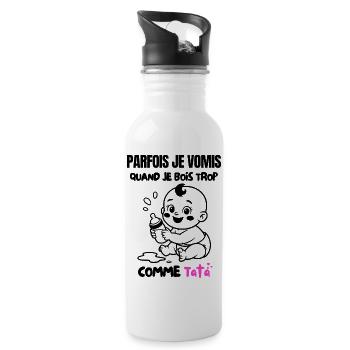 Sometimes I vomit like auntie 😂👶 - Water bottle with straw - white - Right