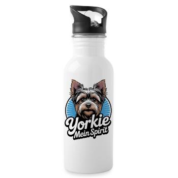 Yorkie Yorkshire Terrier mein Spirit Seelenhund - Trinkflasche mit integriertem Trinkhalm - Weiß - Rechts
