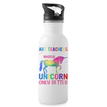 Colorful Unicorn Art That Teachers Love - Water bottle with straw - white - Right