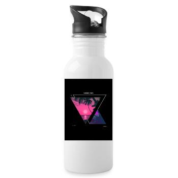 Tropical Sunset Triangle Design - Water bottle with straw - white - Right