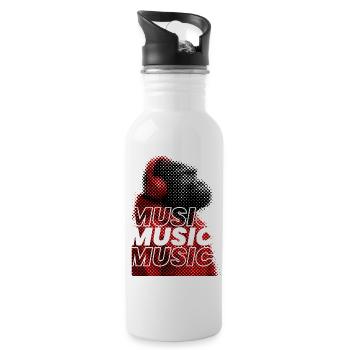 Un gorille avec un casque écoute de la musique rétro - Gourde avec paille intégrée - blanc - Droite