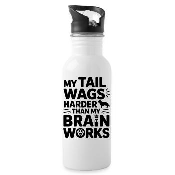 Funny Dog Quote Tail Wags  - Water bottle with straw - white - Right