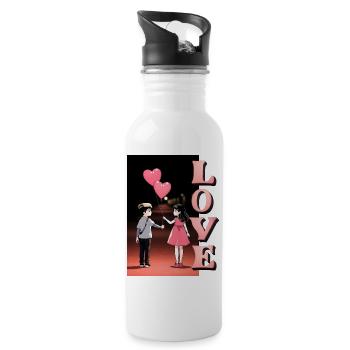Romantique Nuit Amour Illustration - Gourde avec paille intégrée - blanc - Droite