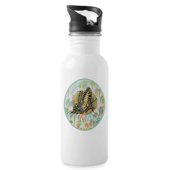 Schmetterling Schwalbenschwanz - Sonja Ariel - Trinkflasche mit integriertem Trinkhalm - Weiß - Rechts