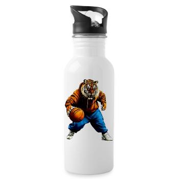 Tiger Basketball - Water bottle with straw - white - Right