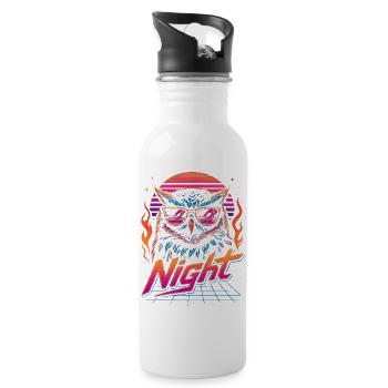Nachteule Lustige Eulenliebhaberin Nachteule - Trinkflasche mit integriertem Trinkhalm - Weiß - Rechts