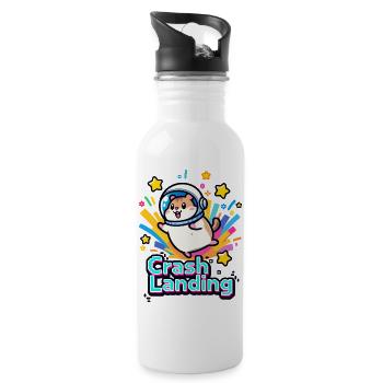 🐹 Hamster Astronaut Zwangslandung 2 - Trinkflasche mit integriertem Trinkhalm - Weiß - Rechts