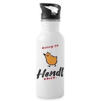 Lustiger Spruch Going to Hendl this - Trinkflasche mit integriertem Trinkhalm - Weiß - Rechts