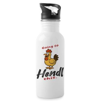 Humorous chicken saying design - Water bottle with straw - white - Right