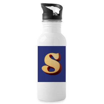 3D Hellbrauner Buchstabe S Look - Trinkflasche mit integriertem Trinkhalm - Weiß - Rechts