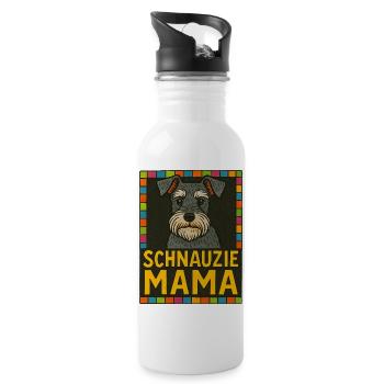 Schnauzie Mama Dog Illustration - Water bottle with straw - white - Right
