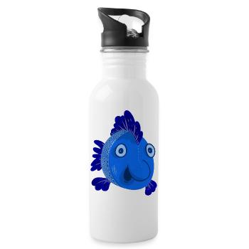 Poisson bleu - Gourde avec paille intégrée - blanc - Droite