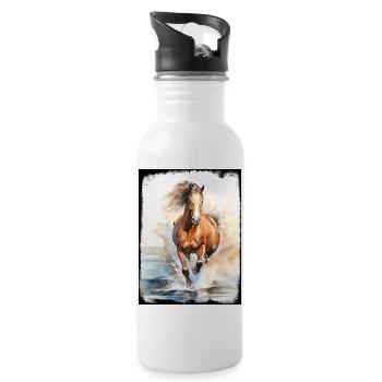 Wild Horse Nature Beach Water Splash Dynamics - Water bottle with straw - white - Right